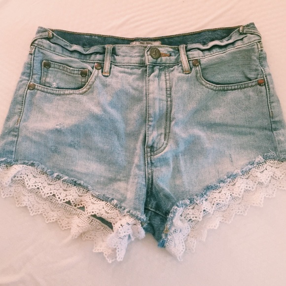 Free People Pants - Free People Lace Denim Shorts (27)